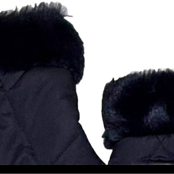 Unbranded Women’s Winter Mittens Solid Black Satin Feel Very Soft Faux Fur Cuff - Picture 3 of 7